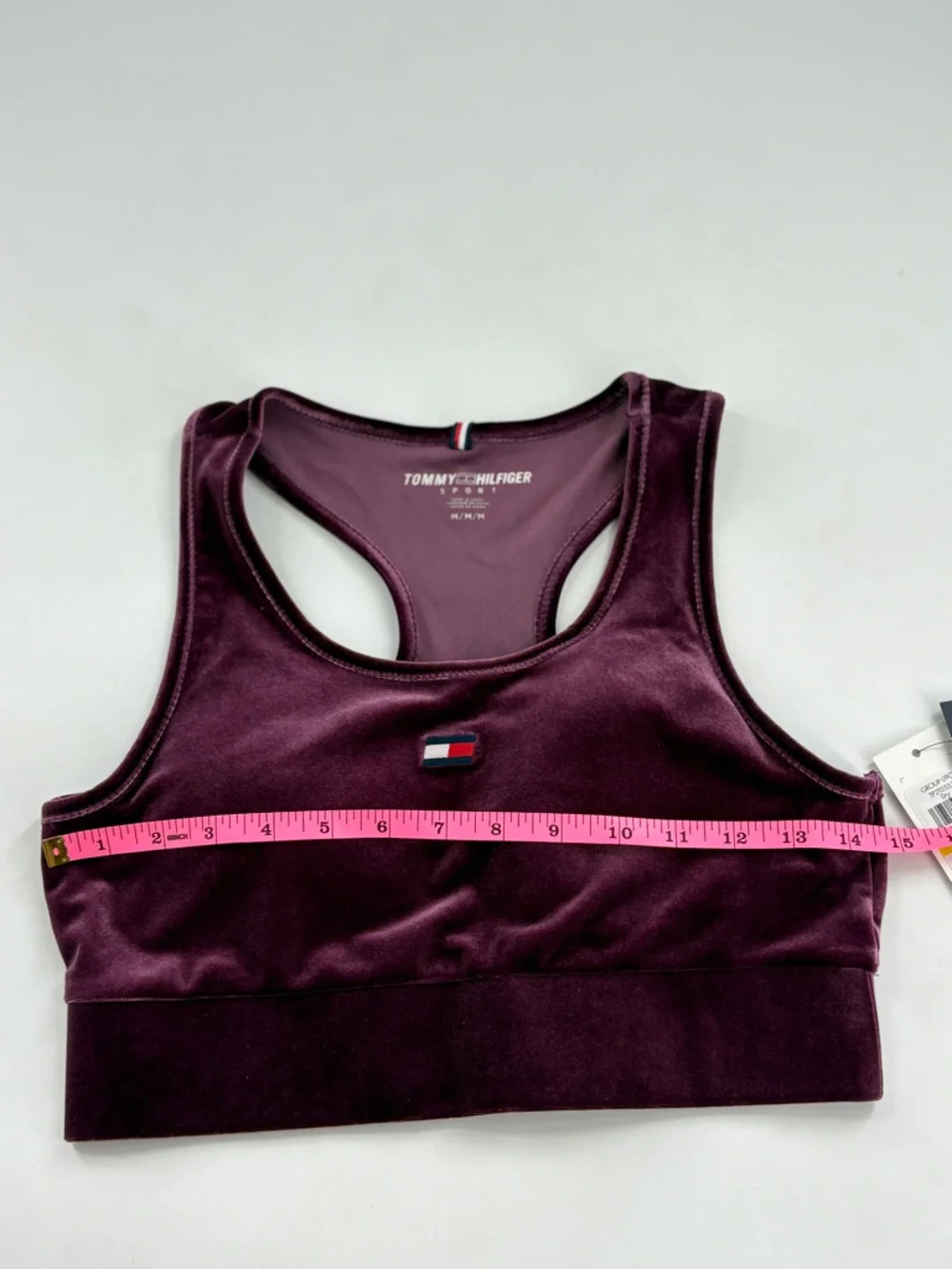 Tommy Hilfiger Velvet Racerback Sports Bra - Plum - Picture 7 of 9
